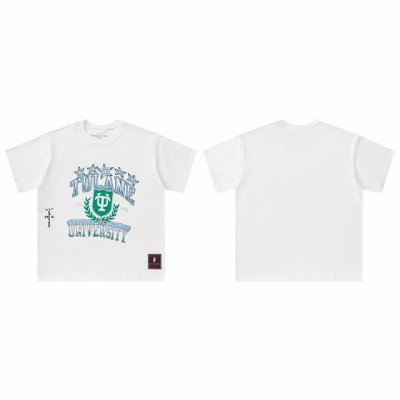 t8822 顶级品质 Travis Scott X Mitchell X Ness Tulane Green Wave Hand-Drawn短袖 做工精美 走线