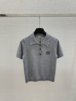 Lo家 早春新款 翻领针织短袖 颜色 灰色 尺码 36.38.40