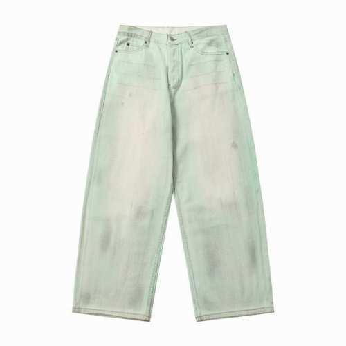 6003# Acnestudios 1981M25Ss春夏不规则重工做旧手工夜光泥染涂料废土系列牛仔长裤.在灯光强光照射下荧光粉涂料.男女同款 码数：Xs.S.