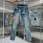 amiri 字母刺绣街头潮流修身小脚弹力牛仔裤 颜色 蓝色 码数 30 32 34 36 38