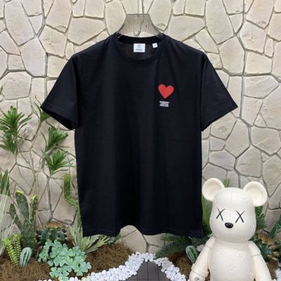 panda版本 供货 #代购级 巴宝莉 Burberry 徽标Logo爱心图案刺绣短袖T恤 男女同款 黑色 秒杀市面上一切版本 只能说根本就不是一个级别的存在