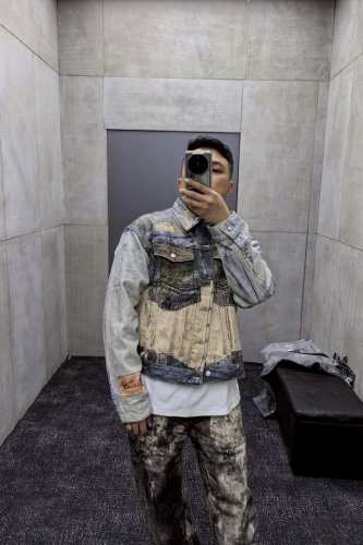 3081# 高清版本对位花型Acne Studios24Ss新款3D打印逼真对位花高清版本牛仔外套.男女同款 码数：S.M.L.Xl