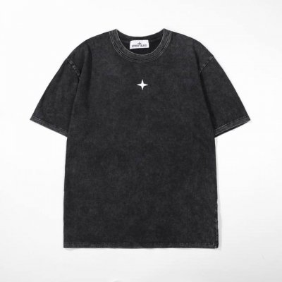 Stone Island石头岛十字星标棉质水洗短袖T恤 定制主标 辅料 水洗齐全 甄选250克32支紧密纺双纱纯棉面料 质感厚实但是透气性良好 胸前高品质硅胶印