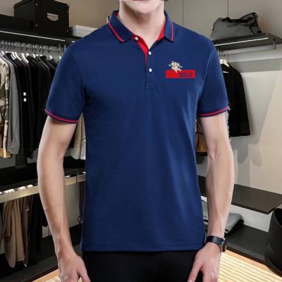 可穿200斤 码数：M-4Xl 古奇Gucci 原单品质 2025最新款 男装翻领短袖T恤 高级印花做工！精选专柜订制顶级丝光珠地棉进口面料 所有细节做工完美1