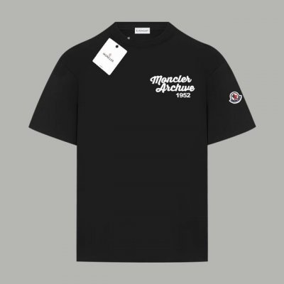 上新 款号：M1056 2025早春Moncler 蒙口 官网同款印花图案 双纱纯棉短袖 - 260G双纱纯棉顶级面料 手感柔软 百分百纯棉独家出货 定染硫化黑