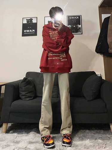 款号Xk2495 Fog黄泥牛仔裤秋冬款美式复古Vibe裤子高腰微喇裤 美式Oversize百搭版型，上身效果尽显潮流时尚，简直不要太酷了，中性风格，男生女生都