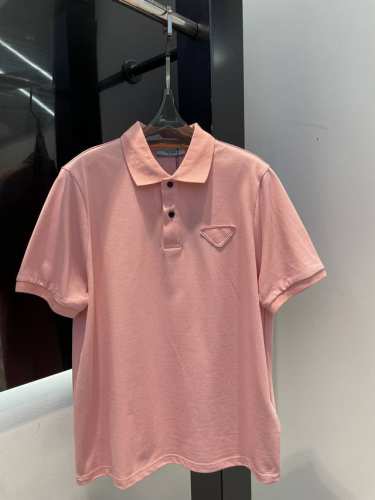 prada*男女同款三角徽标饰短袖Olo衫出货，经典粉色，上身超级显白，常规版型不挑人，男生女生都可以，现货Sml