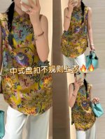 上衣 无敌爆款 中式盘扣复古国风牡丹花不规则上衣，立领设计增添端庄韵味，整体散发着典雅东方风情，尽显独特魅力 Smlxl