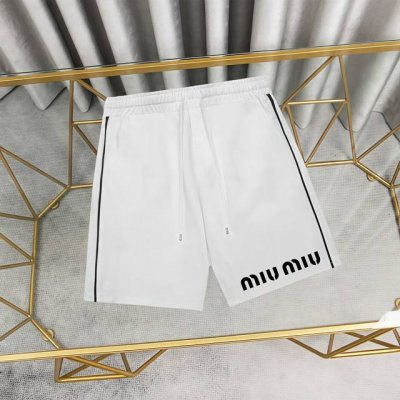 Miumiu 谬谬印花纯棉短裤卫裤 1:1对版面料300克毛圈高克重百分百纯棉 提前做过预缩水1×1双纱洗一辈子都不会变形的 男女同款 官网细节 Logo字母印