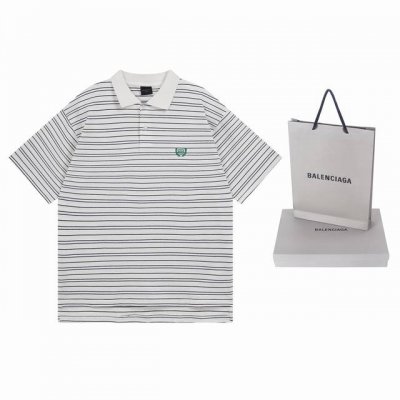 实拍图 顶级版本.官网品质 Balenci*Ga 巴黎#2025新款简约条纹胸前刺绣polo衫 设计感十足 侧边无缝对条 重工制作 欢迎对比 面料采用巴黎Zp定