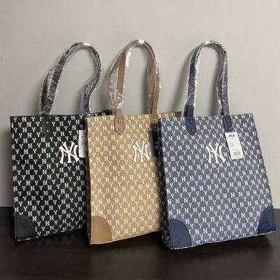 高品质 mlb牛仔托特包 款号 107 尺寸 35X8X39Cm 颜色 黑色 牛仔蓝 卡其