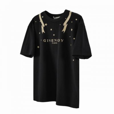 C01 Givenchy 纪梵希 23Ss烫金飘带太阳神T恤 原版1:1印花采用日资Mimaki印花机作业，不起边无毛边，喷绘烫画热压冷撕，高温180度压烫，前