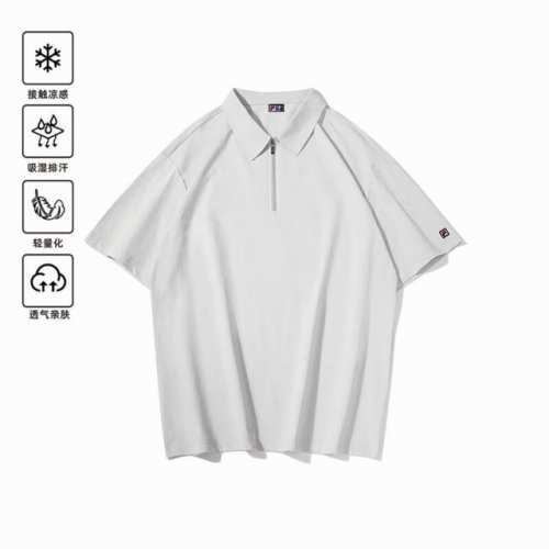 上新 斐乐Fila 25款夏季冰丝速干纯色男女百搭宽松polo打底衫 ◆精选绸缎珠地面料 亲肤、凉爽、舒适，免烫处理工艺，款式纯色设计 上身超级百搭的一款 男女