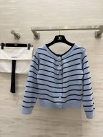 chane2春夏新品Look 甜美又温柔条纹开衫外套. 100%：山羊绒. 高品质定制，现货首发Size：36 38 40