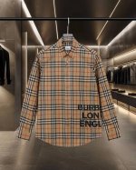 190 Bur 巴宝莉 Burberry爆款来袭 字母胶印Vintage 男女同款格纹长袖衬衫系列 2025Ss官网新款长袖 衬衫 衬衣，精美工艺 高端版本，专