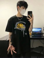 Balenciaga 巴黎世家泼墨金标大锁扣圆领短袖半袖T恤 面料采用260克纯棉双纱食毛面料 双线二本针压线 久洗不变形 原版定制三标 高端进口印花 随意水洗