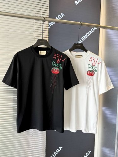 顶级版本 区别通货 古驰 25春夏新品潮牌胸前红绿撞色微标刺绣印花男女情侣T恤衫短袖 红绿刺绣字母Logo+印花 官方同步 1:1原版开模 时尚个性 百搭潮流