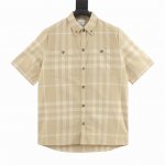180 burberry巴宝莉Bbr 双口袋格子短袖衬衫 原版国内柜台购入开发，注意此面料全市场无现货，定染纱线，色织规格50/2*50/2 120*90 57