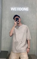w163#P100 同步Welldone官网怀旧脏脏风创意个性情侣短袖T恤 颜色：杏色，粉色 码数：S ,M ,L