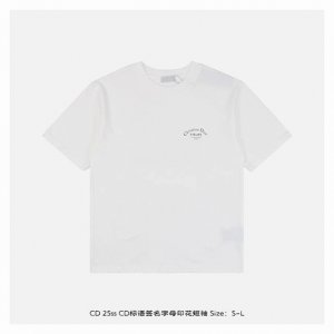 dior 迪奥 25Ss Cd标语签名字母印花短袖 面料采用230克重精梳棉 定制32支1*1螺纹 成衣两遍水洗处理 面料舒适亲肤无异感 定制定染面料 纺织密度