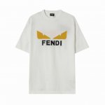 z219# 高品质 Fendi 芬迪 针织圆领短袖T恤Logo提花经典小怪兽黄色硅胶眼睛设计标识 注重细节 最求品质 男女同款 颜色：黑色 白色 码数：Xs-L