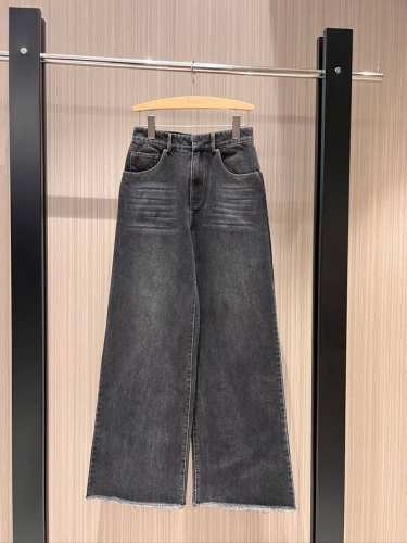 推荐新款 复古洗水毛边阔腿牛仔裤 水洗碳灰 甜酷休闲 减龄百搭 修身显瘦Sml