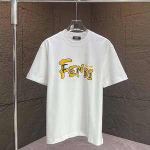 Fend* 芬迪* 2025春夏新款短袖T恤 重磅纯棉字母Logo植绒+立体硅胶 颜色：黑色 白色 巧克力色 安可拉红 码数：S M L Xl Xxl