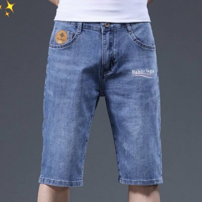 供 Balenciaga巴黎世家联名款夏季直筒中裤弹力休闲五分牛仔短裤 2025夏季 高品质 商务运动休闲轻薄 透气 舒适 收放自如 定织进口牛仔面料， 哪怕再