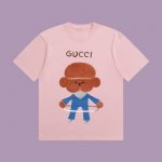 高端品质 Gucci 2025Fall 春夏系列 呼啦圈猴子短袖T恤 区别普通印花 定织270G32支双纱纯棉面料 宽松版型 男女同款 颜色：白 黑 粉 杏 S