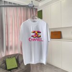 香奈儿 Chanel2025夏季新款 双C字母Logo印花 短袖T恤 定制面料300G 男女同款 尺码：S M L Xl Xxl 五个码 颜色：黑色 白色 玫红