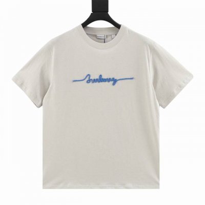 Burberry 巴宝莉 编织麻绳字母Logo圆领短袖 原版定制320克全棉100%双纱纯棉螺纹同缸染面料袖口下摆是三本针工艺 肩部双针五线更立体 领口包边包条