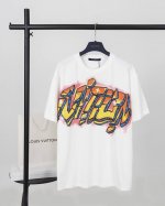 顶级版本.官网品质 Louis Vuitton*路易威登 Lv 火焰裂纹Logo涂鸦字母短袖T恤 采用原板独家定制260克32支双莎纯棉面料 质感非常柔软舒服