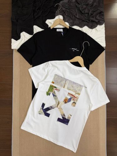 off-White 莫奈油画 高街宽松圆领短袖T恤 面料 240克定制高密度纯棉面料 工艺: 整件衣服采用精密压花 三针五线工艺立体有质感保证与Zp原版一致 辅