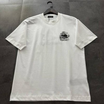 爆款推荐 Balenciaga巴黎世家2025新款Logo刺绣短袖T恤 原版面料高版本高品质 网红明星同款 定制32支双纱280克重棉 Logo立体万针刺绣++