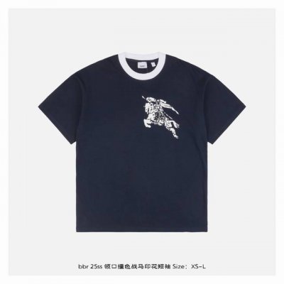 burberry 博柏利 25Ss 领口撞色战马印花短袖 面料采用230克重精梳棉，定制32支1*1螺纹，成衣两遍水洗处理，面料舒适亲肤无异感，定制定染面料，纺