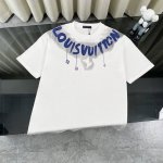 louis Vuitton 路易威登Lv 2025新款经典字母晕染涂鸦云肩短袖圆领T恤 面料采用320G %纯棉双纱面料 同缸定染特种加粗32支双股1X1螺纹克