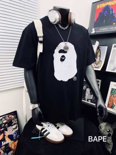 bape Summer Camp猿人头喷墨感字母重工艺印花圆领短袖 高版本 猿人形象 260克优质高织纯棉面料 双纱精梳 质感柔软官网发售款 超级推荐 超人气单