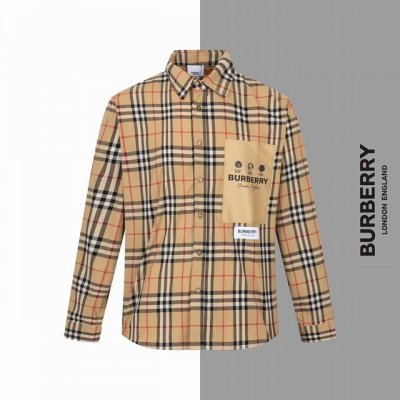 款号 G122 巴宝莉对格贴布经典衬衫 Burberry官网一致款式 工艺:经典格对位制作大标贴布主麦工艺 面料：纯棉竹节棉材质 手感柔软 配套：三标齐全 纸板