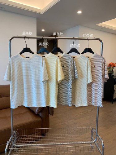 Rl小马彩条纹短袖T恤，清爽透气纯棉面料 颜色：蓝条纹 黄条纹 黑条纹 绿条纹 红条纹 尺码：S M L