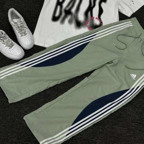 100 adidas阿迪达斯 升级高品质奶昔绿三条杠运动机能裤登山工装抽绳长裤情侣款 color: 绿色 Size: M-Xl m 腰围82 臀围110 裤长1
