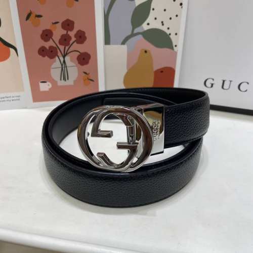 120包邮 新品～古驰全套包装礼盒～经典荔枝纹压花皮带，Logo银色扣头，大气且耐看，融合标志性双G设计 真皮内里最新款！闪亮镀钯电镀，超高原单品质货，全套礼盒