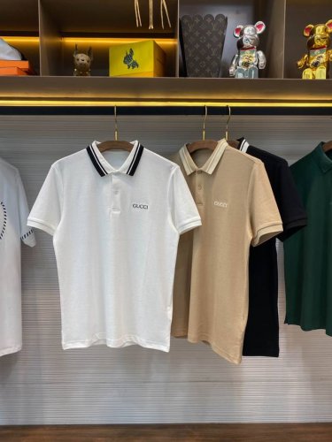 Gu25Ss春夏新款珠地网眼棉布撞色翻领短Tee 男士经典字母标识刺绣休闲短袖polo衫 贸易公司渠道稀出 领先官网发售 一款专为追求品质与时尚并重的你精心打造