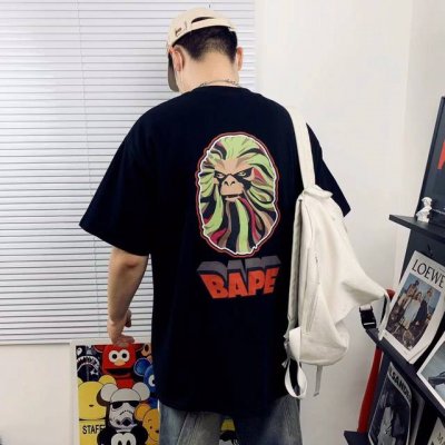 上身细节图# bape Summer Camp鹰脸猿人头重工艺印花圆领短袖 高版本 猿人形象 260克优质高织纯棉面料 双纱精梳 质感柔软官网发售款 超级推荐