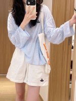 上新 套装 西*后 清新氧气蓝土星刺绣条纹套装 夏日限定 视觉就让人降温的套装 简单干净的感觉太爱了～ 颜色：蓝色 码数：Sml S码推荐： 80~100 M码