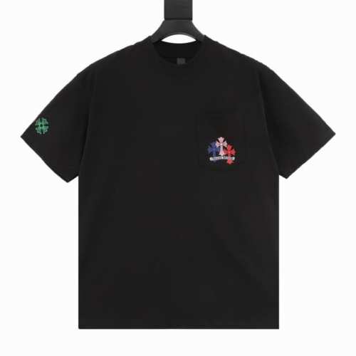 Chrome Hearts 克罗心 彩色十字架短袖T恤 采用直喷进口机器印花 五金辅料均开磨定制 正确配置 黑色2025克罗心正品包装 280克定制定染双纱棉