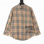 最高版本 对位 burberry 巴宝莉 格子下摆字母Logo长袖衬衫 定织定染原版一致80支双纱纯棉 为了颜色一致打了3缸样 德国进口Tpu膜 烫画高温压烫1