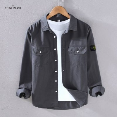 Stone Island石头岛 高品质春秋加厚全棉工装户外休闲系列纯棉水洗长袖衬衣外套 采用国标新疆棉纱梭织面料 轻酵水洗保色工艺 亲肤透气舒适有质感 炒鸡火爆