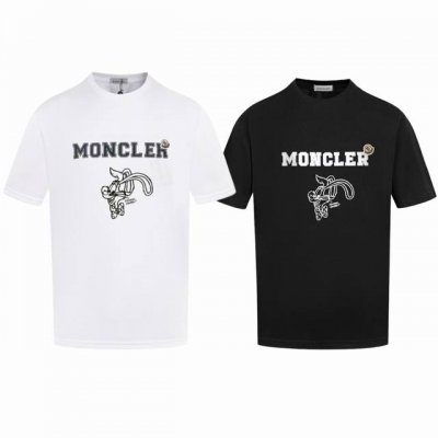 上新款号 M1085 2025早春Moncler 蒙口 官网同款印花图案 双纱纯棉短袖 - 260G双纱纯棉顶级面料 手感柔软 百分百纯棉独家出货 定染硫化黑无