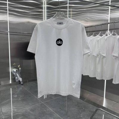 Alo 2025春夏新款 圆领短袖T恤 美丽绒 男女同款宽松版 S M L Xl Xxl 五个码 黑色 白色 棕色