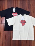 款号W159# -代购级韩国潮牌We11Done 红色爱心印花情侣宽松短袖T恤 男女同款- #面料采用定制2 克织高密度食毛精梳棉，成衣两遍水洗处理，面料舒适亲